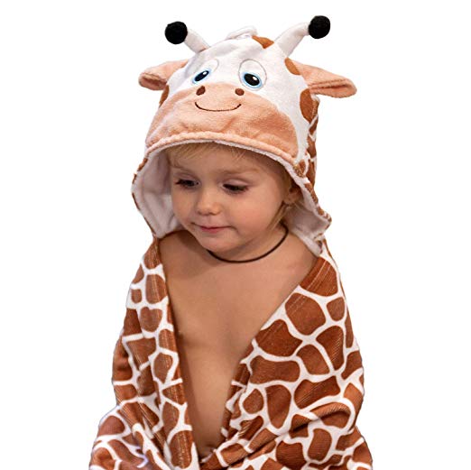 Bamboo Cotton Giraffe Bath Towel With hood Animal Shaped soft baby hooded towel